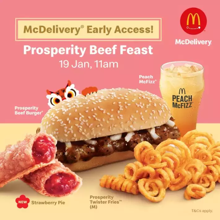 麦当劳新春Prosperity Beef Feast汉堡即将回归！1月19日期全岛供应！还有新品草莓派和经典卷卷薯条