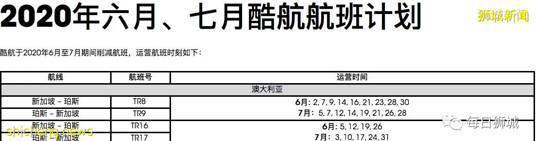 酷航更新7月航班表，恢複8個地點航線!