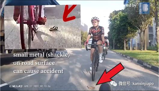 脚踏车骑行者遭金属物体绊倒！差一秒就会被巨型卡车碾过