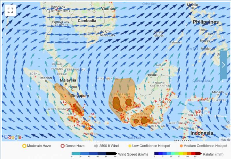 印尼多处大火，烟霾逼近新加坡