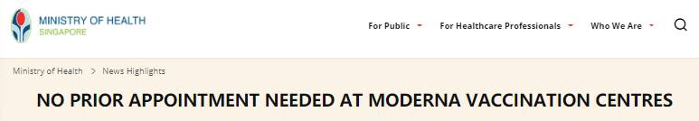 即日起，打莫德纳无须预约！这些人在新加坡接种科兴算“完全接种”