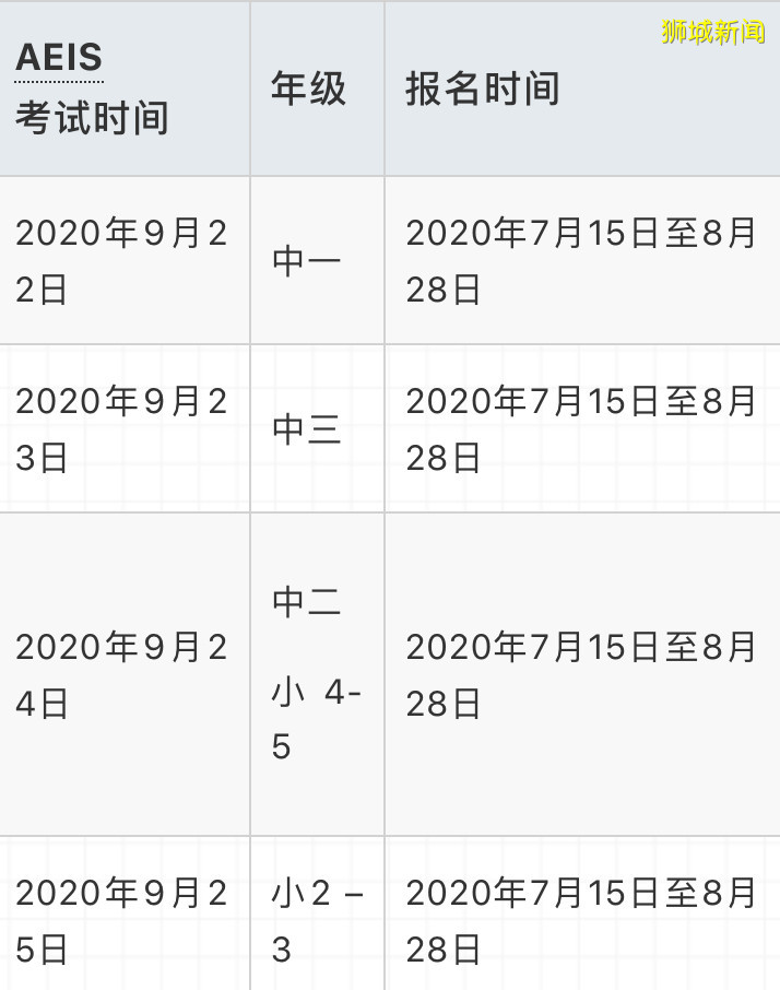 新加坡政府中小学入学考试，7月15日开始报名