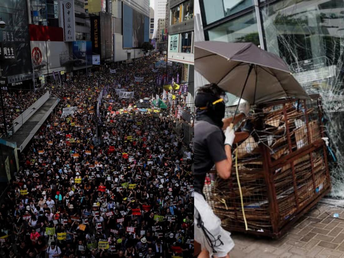 反送中兵分两路 香港回归22周年一路游行，一路冲撞立法会