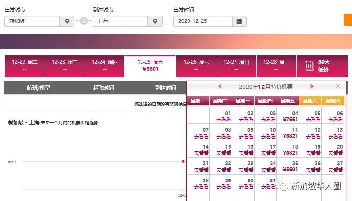 新加坡12月回國航班和票價彙總，“5個1”政策年底前不變