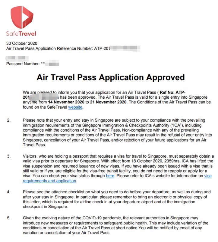 新加坡Air Travel Pass  申请流程