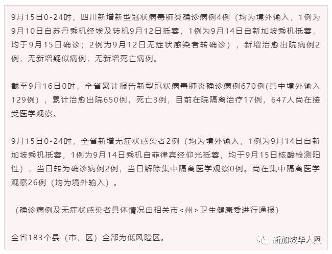 【9月16日报】广州，重庆和你清远都出现境外输入病例来自新加坡