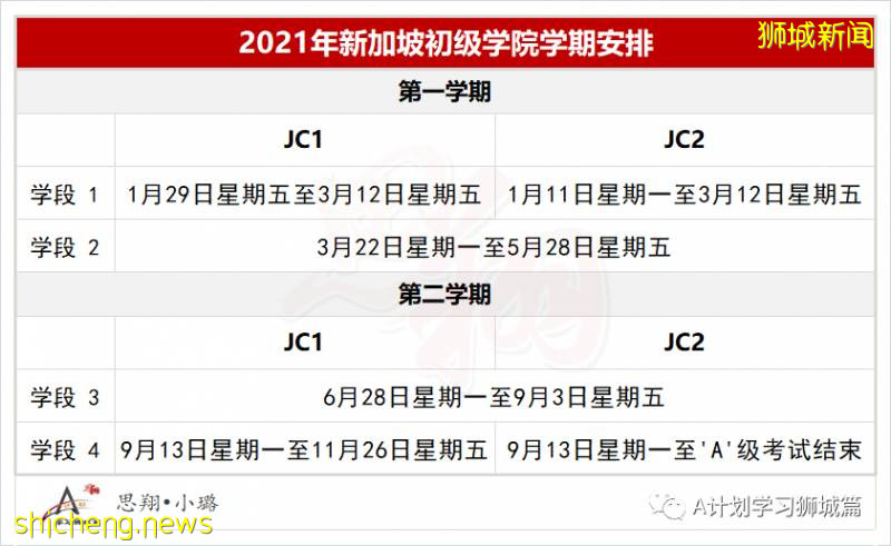 2021年新加坡学校学期及假日安排