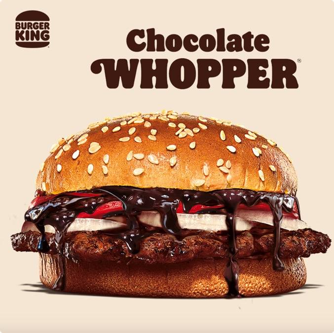 新加坡Burger King推出巧克力汉堡 (Chocolate Whopper) 即日起到“4月15日” 