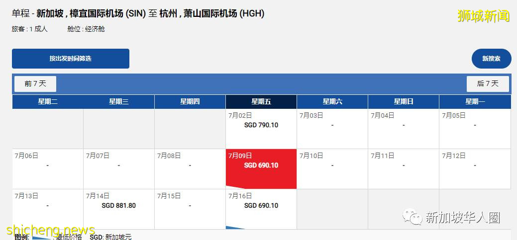 重磅！新加坡回國7月機票全面降價！單程低至1830人民幣起