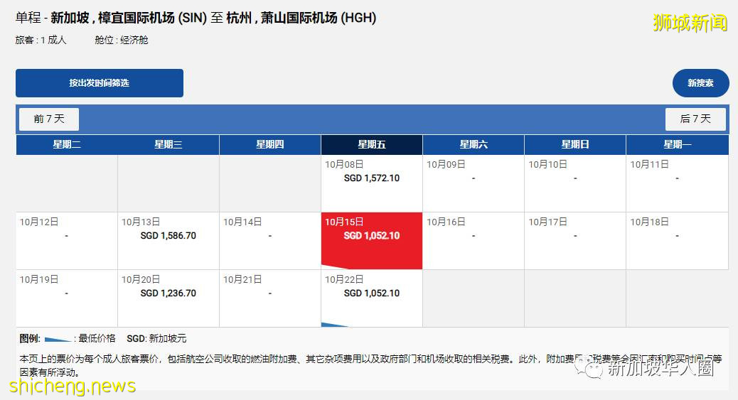 重磅！新加坡回国10月机票继续降！单程低至460新币起