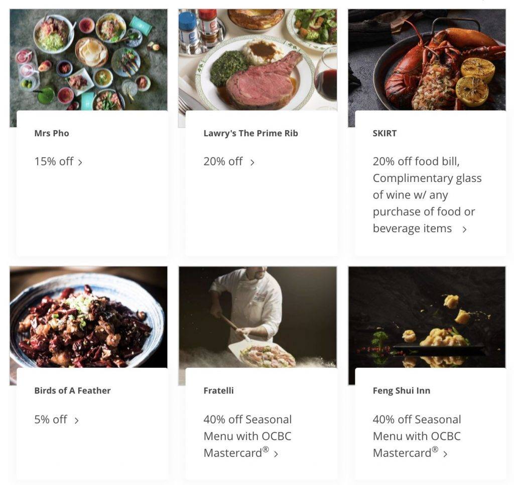 OCBC聯手本地80+家精選餐廳，推出持卡人專屬買一送一、7折優惠！有效期至6月30日
