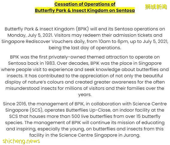 新加坡圣淘沙第一个私营景点！蝴蝶公园与昆虫王国，将于星期二起关门结业