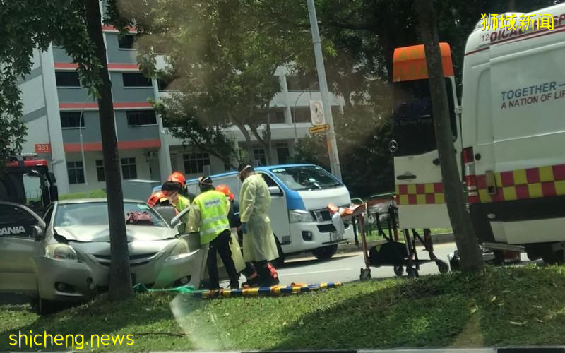 轎車撞樹 民防救出七旬婦送院 .