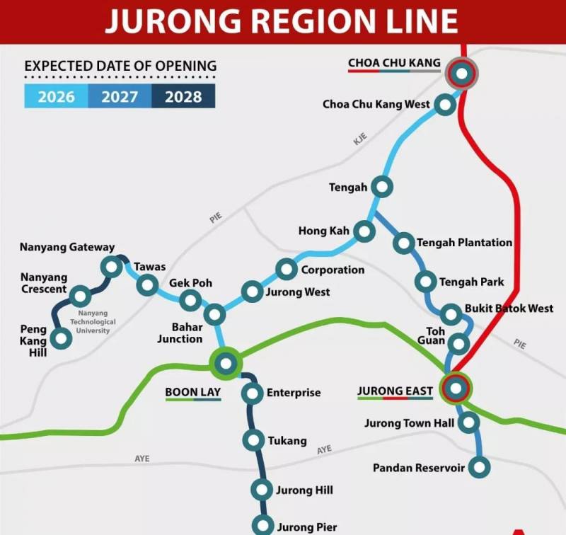 新加坡裕廊地区五个车站建设工程将在2020年开工