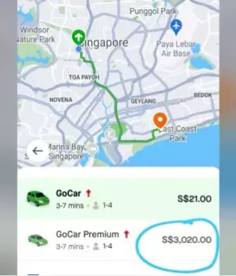 Gojek Premium车费报价逾3000新元 网民：可以飞迪拜了