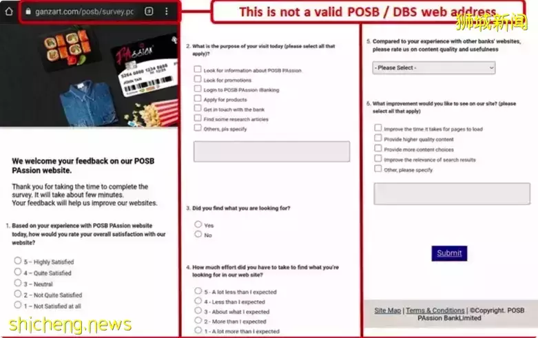 POSB诈骗又出现, 出现假网站要求”填写调查“送现金奖励或里程 