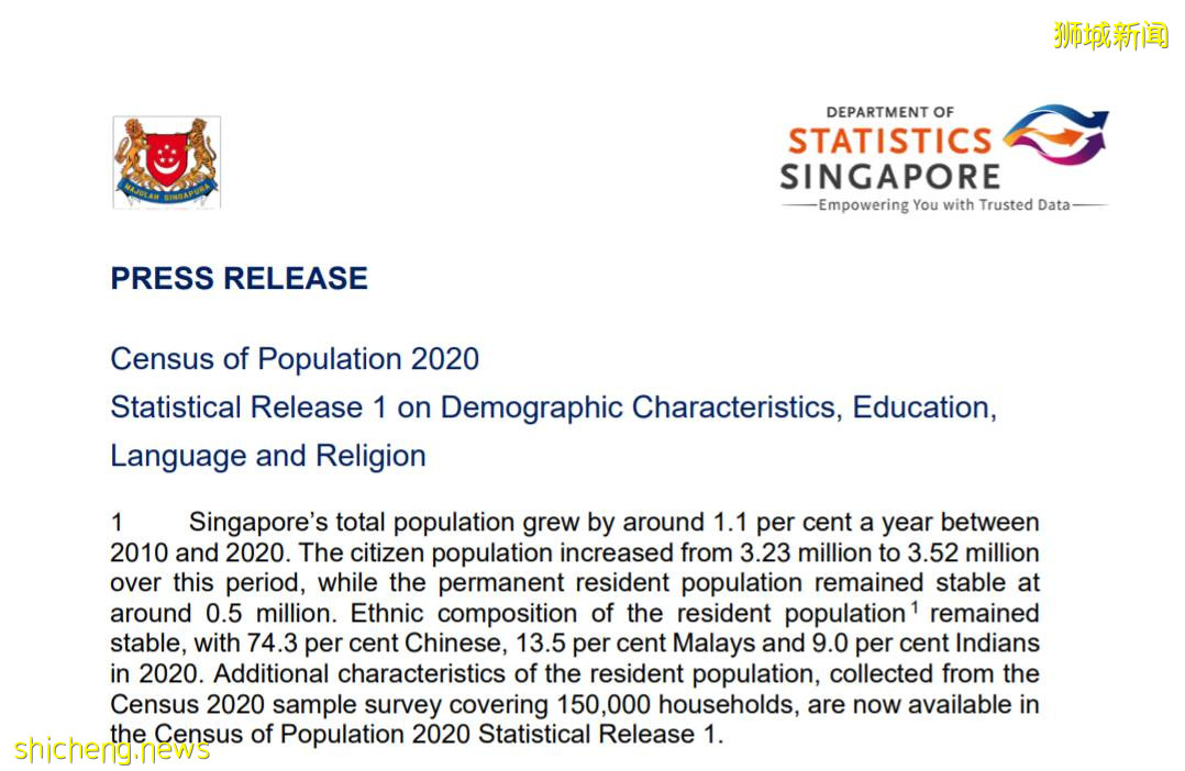 最新全国人口普查公布，新加坡人口增速有史以来最慢