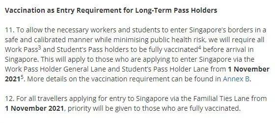 新加坡调整入境政策！长期准证持有者须完成疫苗接种才能入境！部分入境者居家通知期将缩短至十天