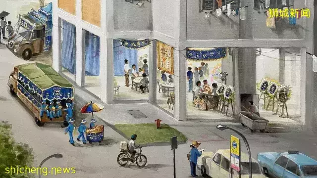 本地画家不惧忌讳 组屋底层灵堂场景搬进画作