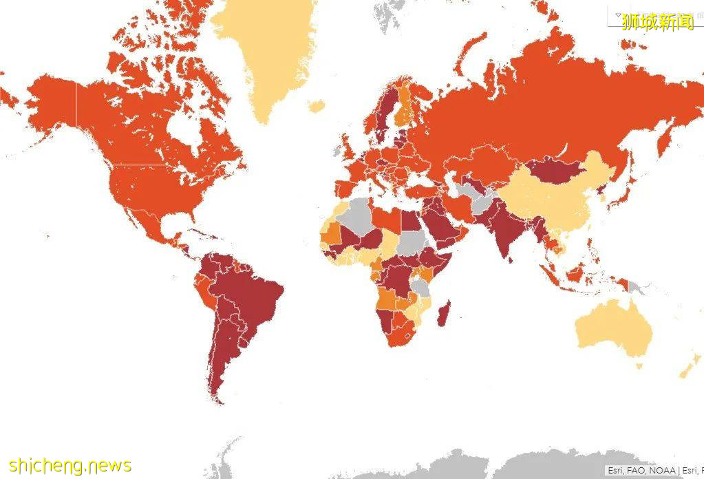 美国疾控中心放宽针对全球百多个国家地区的旅行健康通知，新加坡和中国位列第一级