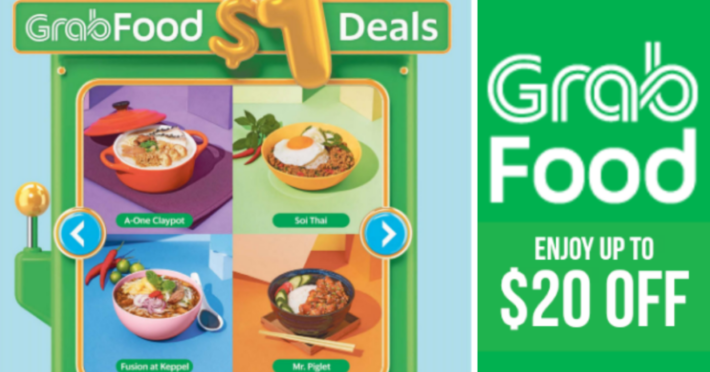 GrabFood减20新voucher及4个1新币超级大促新鲜出炉【4.1-4.7】