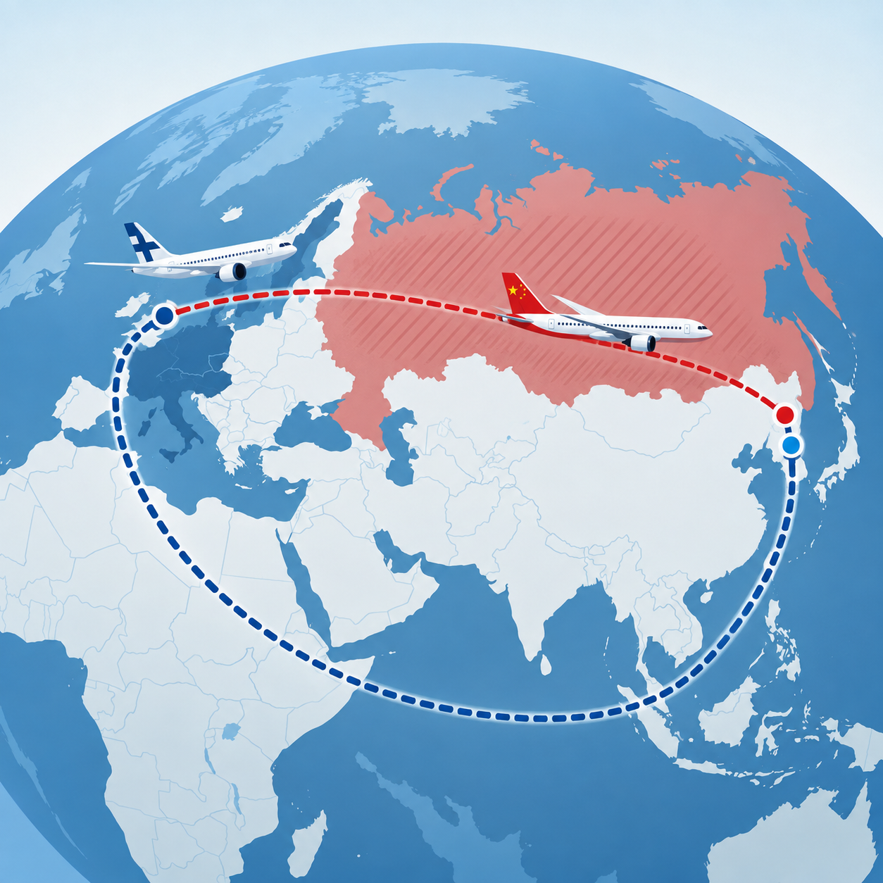 芬兰航空称中国航司可飞越俄罗斯领空造成不公平竞争