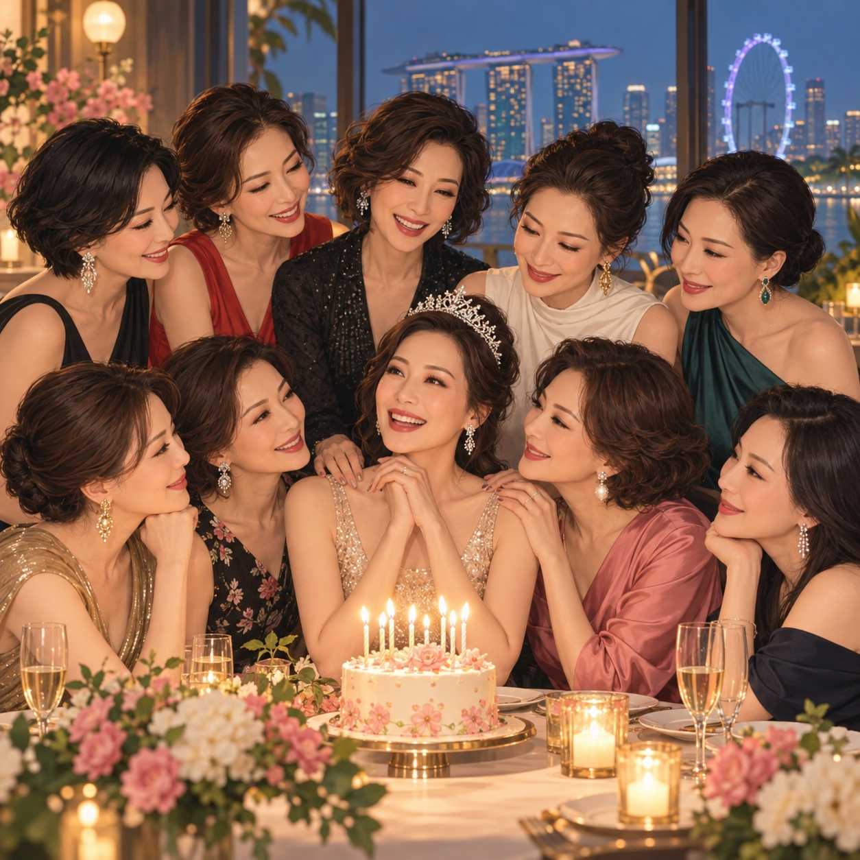九名熟龄女星罕见聚会 新加坡美后孙佳君被港姐包围