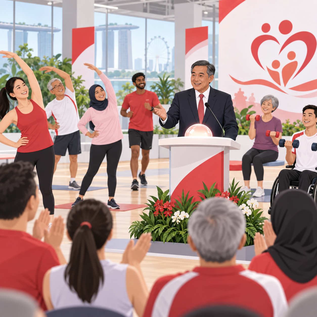 戈培铭出席HomeTeamNS CARE计划在Fitness Workz Fiesta 2026上的启动活动