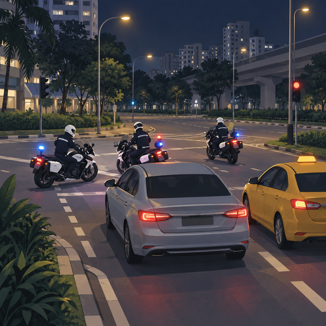 乌比三名交通警察因骑摩托车突然切入轿车前方接受调查