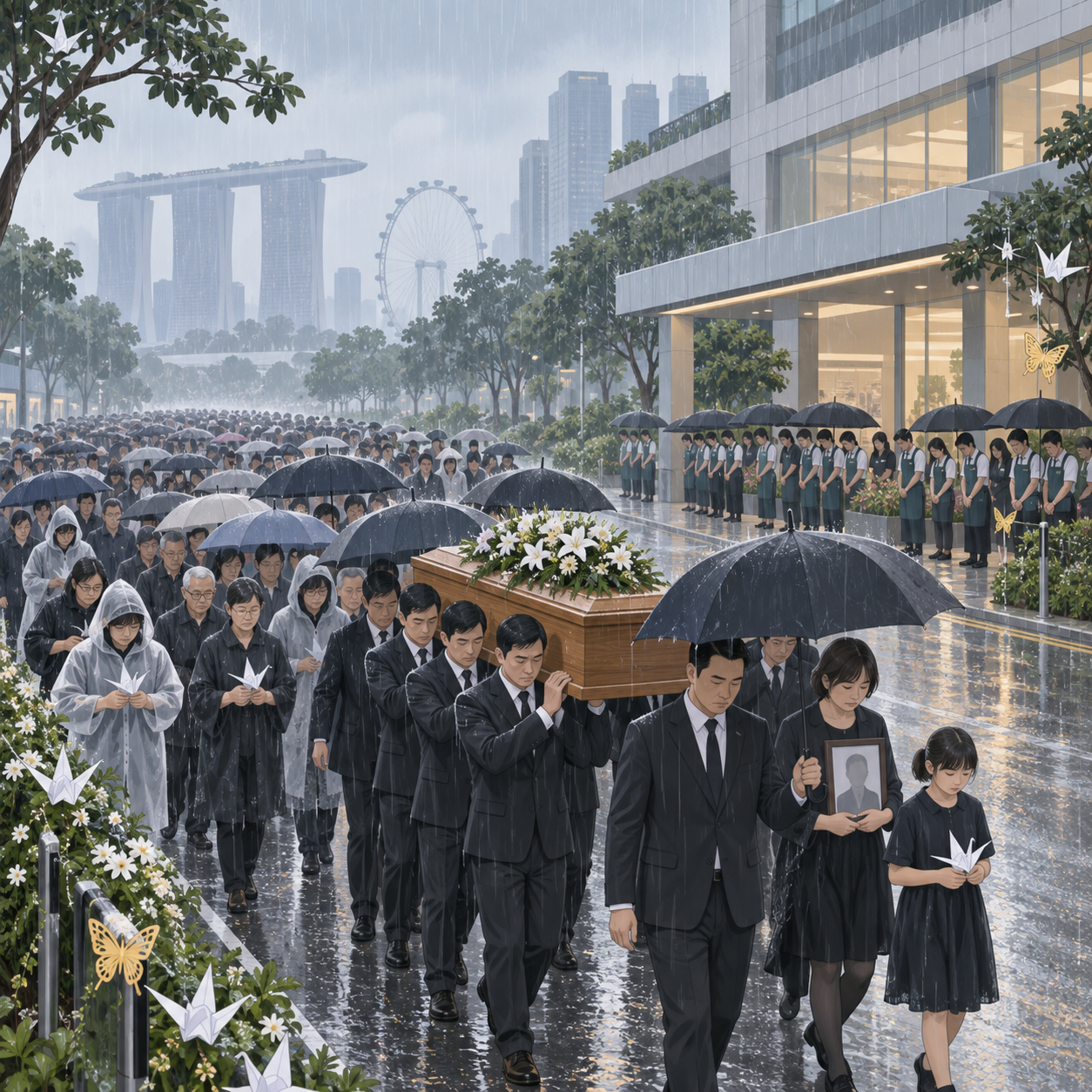 约500人冒雨送别昇菘创办人林鸿池母亲