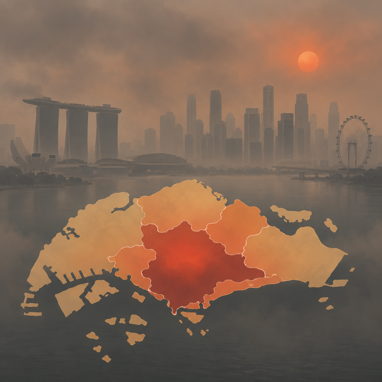 新加坡五大区域空气质量全陷不健康水平，中央区24小时PSI达154