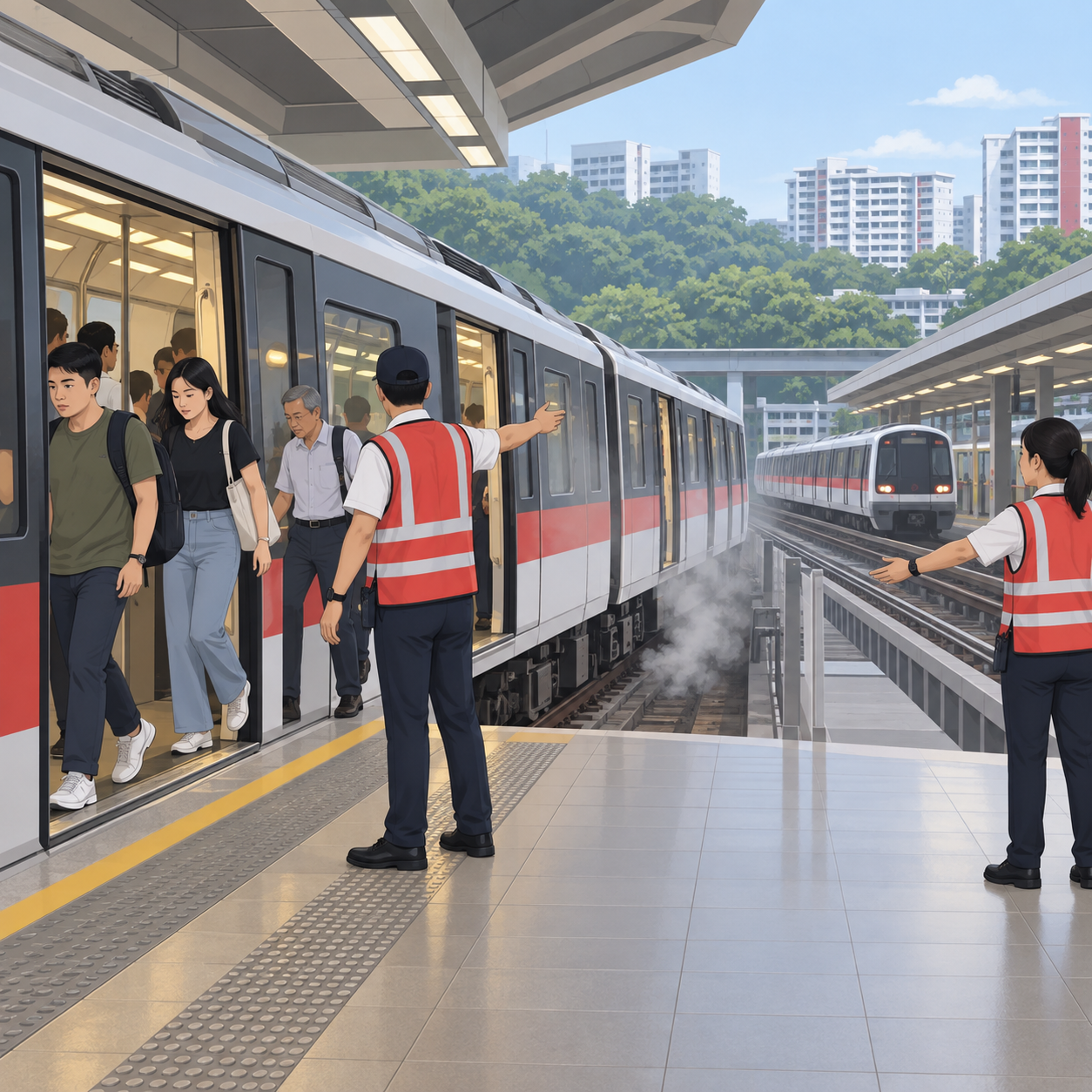 武吉甘柏地铁站列车冒烟，疑因刹车故障