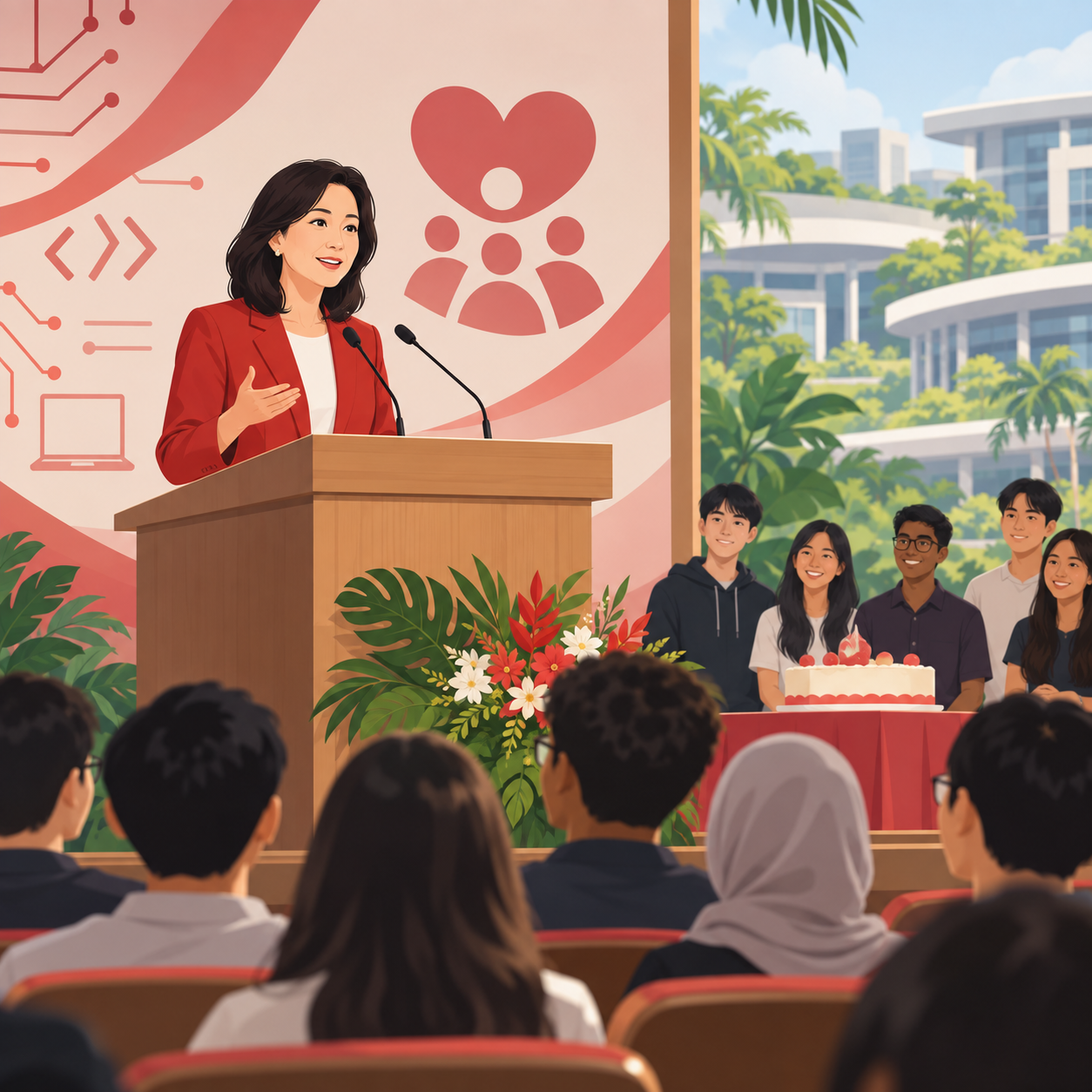 约瑟芬·张出席新加坡国立大学计算机系志愿福利组织活动