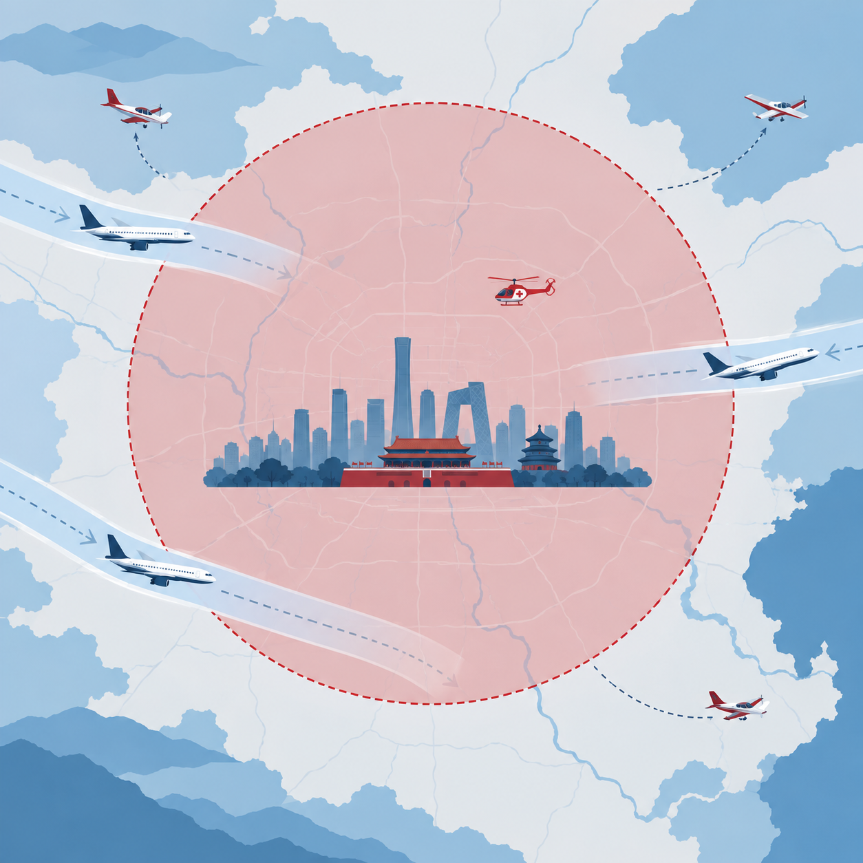 中国将在北京上空设立意大利国土面积大小的禁飞区