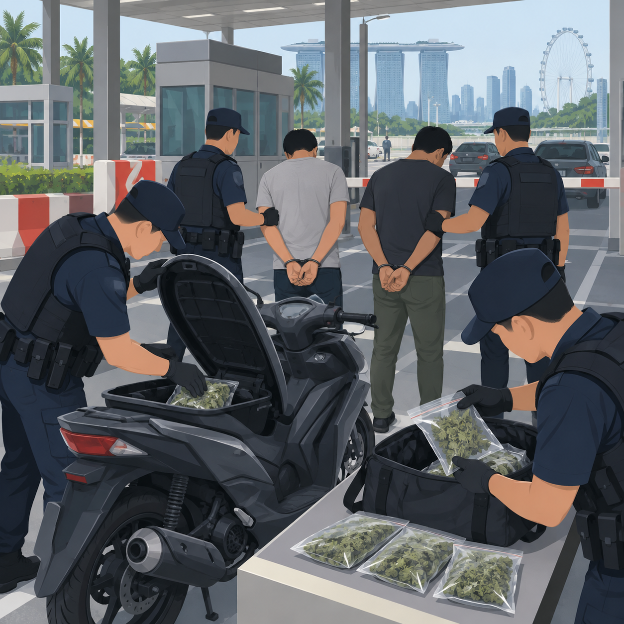两名马来西亚人涉嫌走私逾10公斤大麻入境新加坡被捕