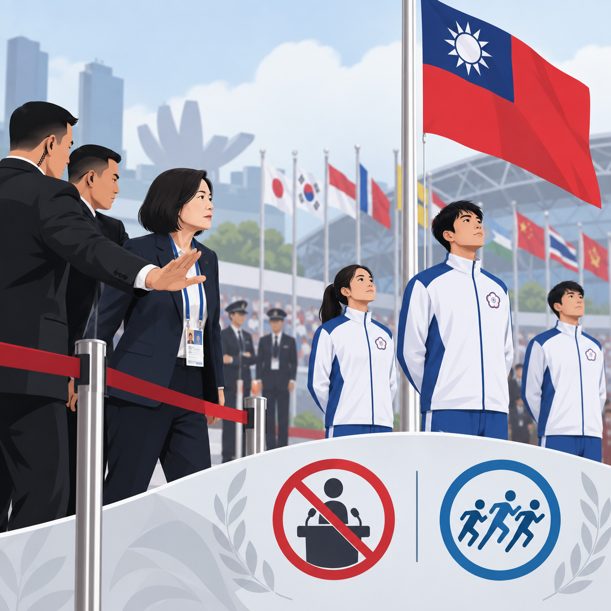 台湾运动部长出席升旗仪式受阻 亚奥理事会吁政客远离亚运