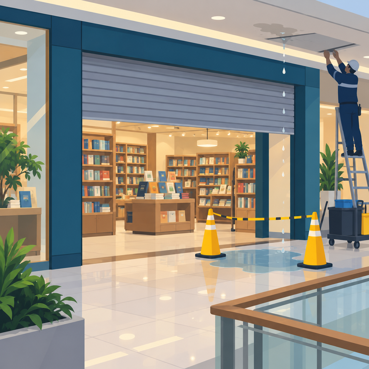 水道湾购物中心Popular书店因漏水周末暂时关闭