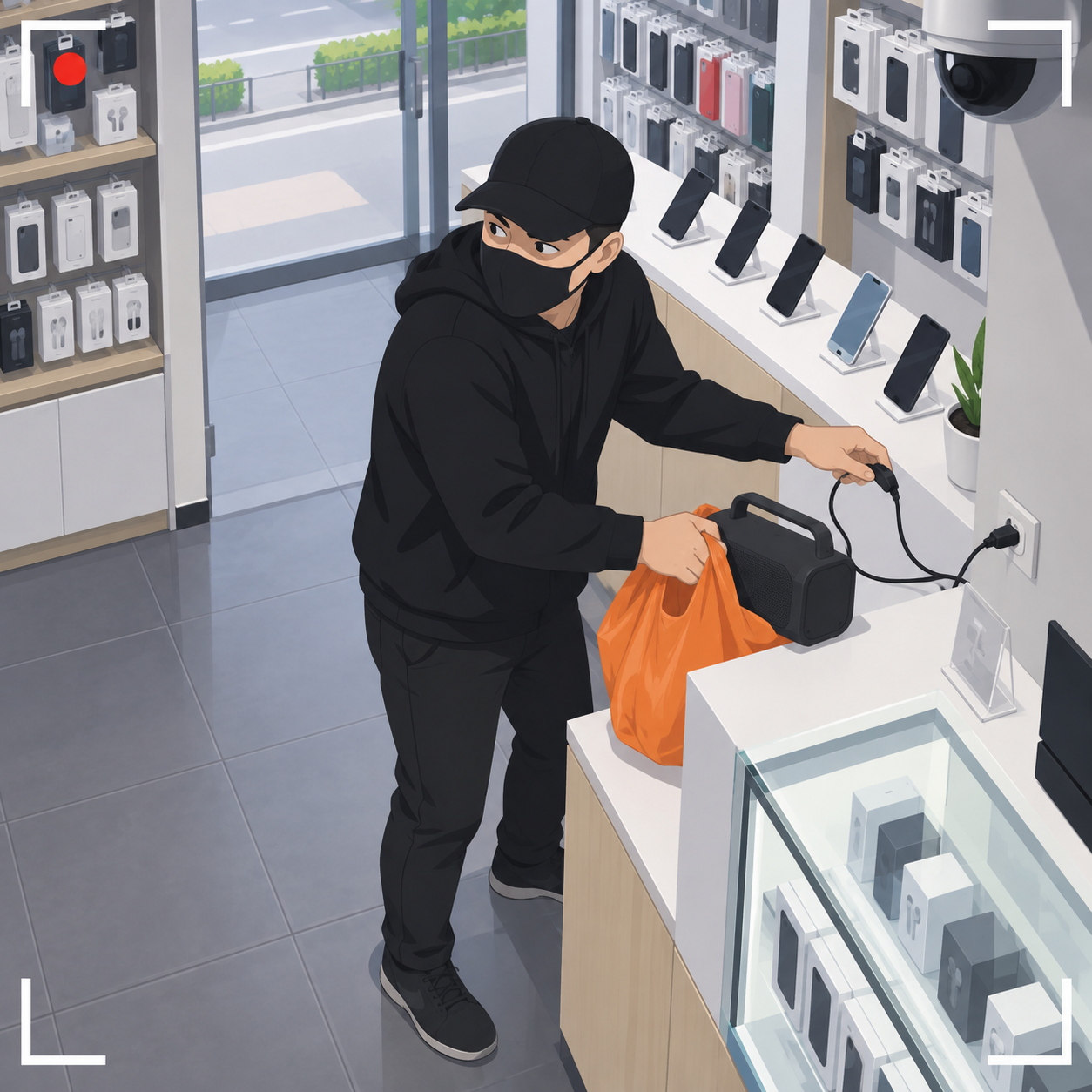 武吉巴督手机店喇叭疑遭偷走　闭路电视全程拍下