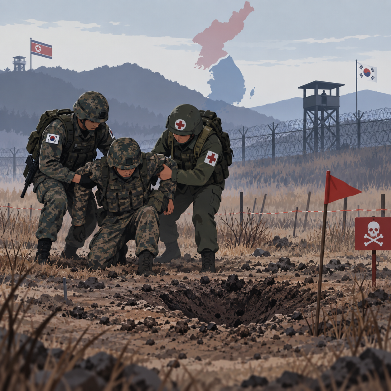 韩国非军事区疑似地雷爆炸致3人受伤