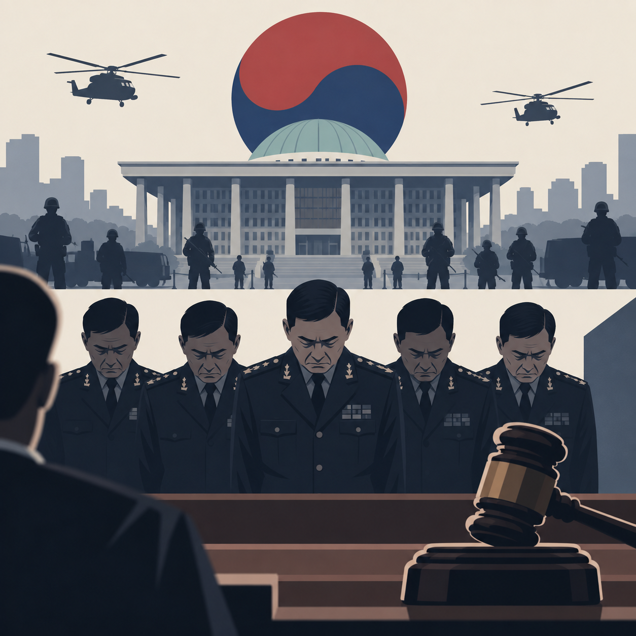 韩国五名前高级军官因戒严事件被判刑，最高18年