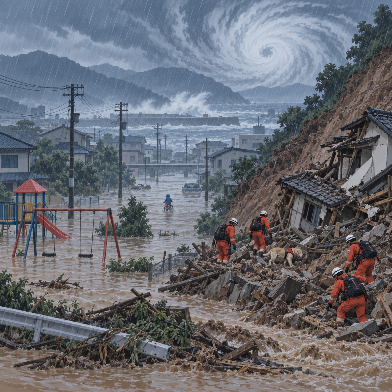 日本台风“杜鹃”引发暴雨 已造成两人死亡