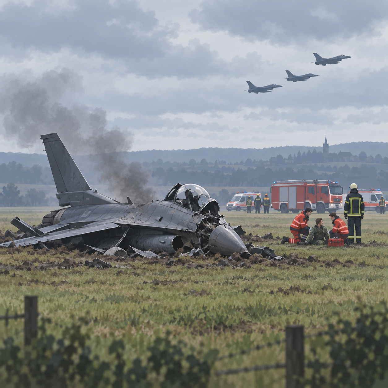 美国驻德国空军基地一架F-16战机坠毁
