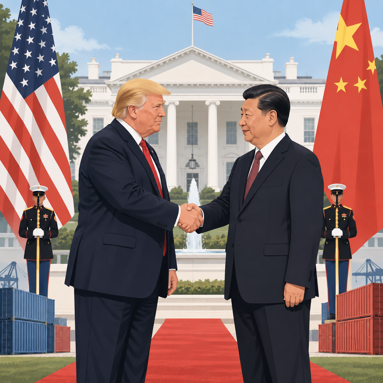特朗普在华盛顿迎接习近平，寻求贸易成果