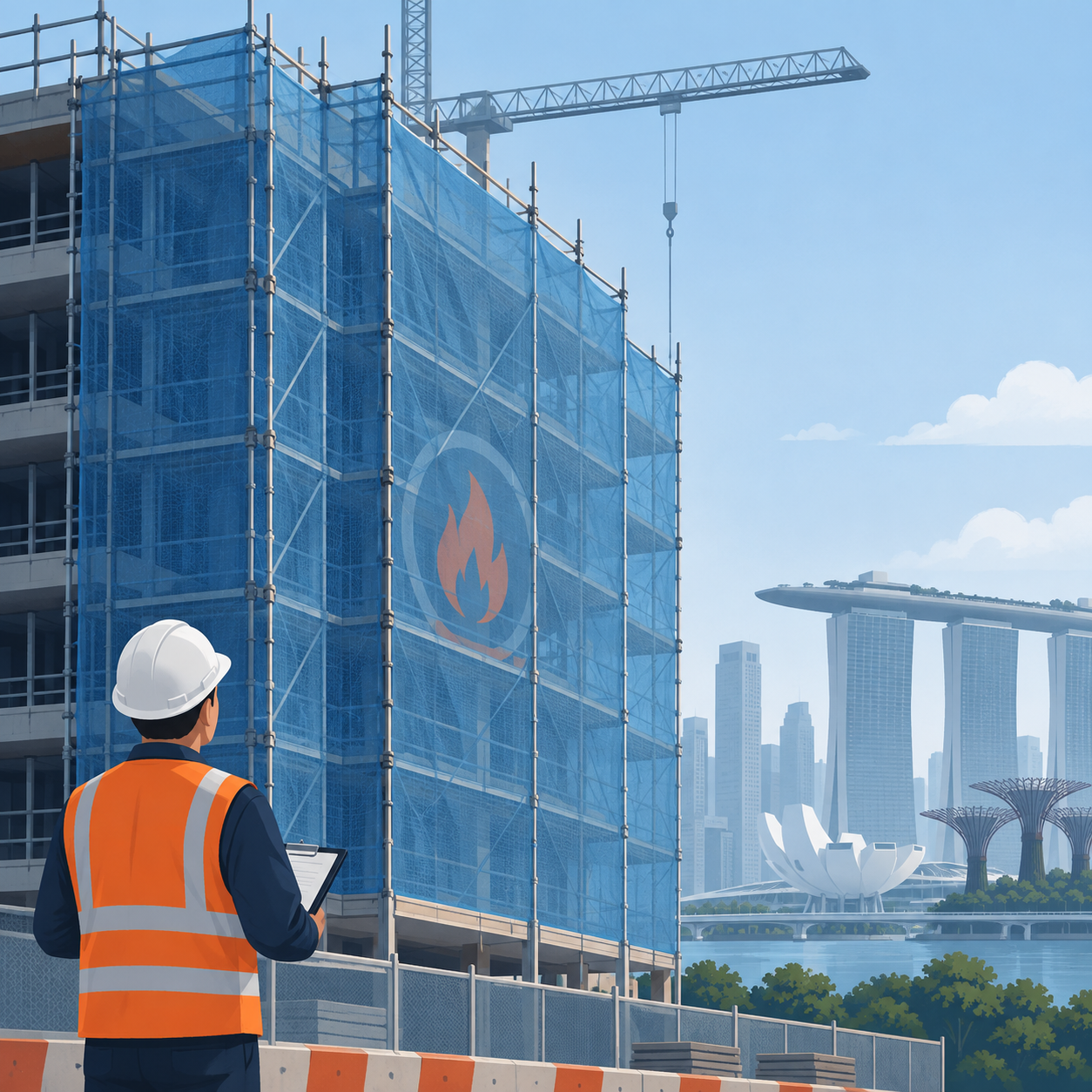 新加坡2027年3月起要求建筑脚手架网具备阻燃性能