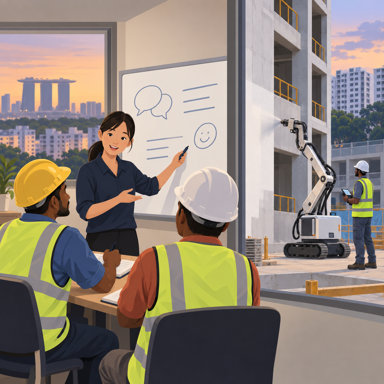 从英语课堂到机器人喷漆：获奖组屋项目背后的建设者