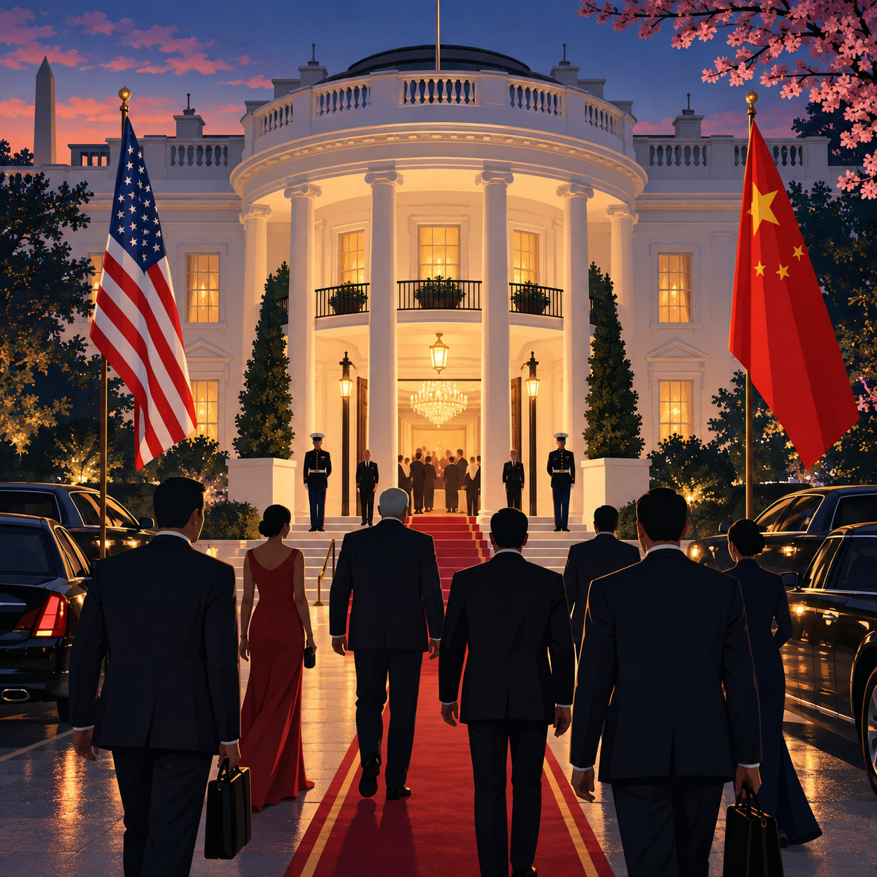 特朗普设国宴款待习近平 美商界领袖陆续抵达白宫