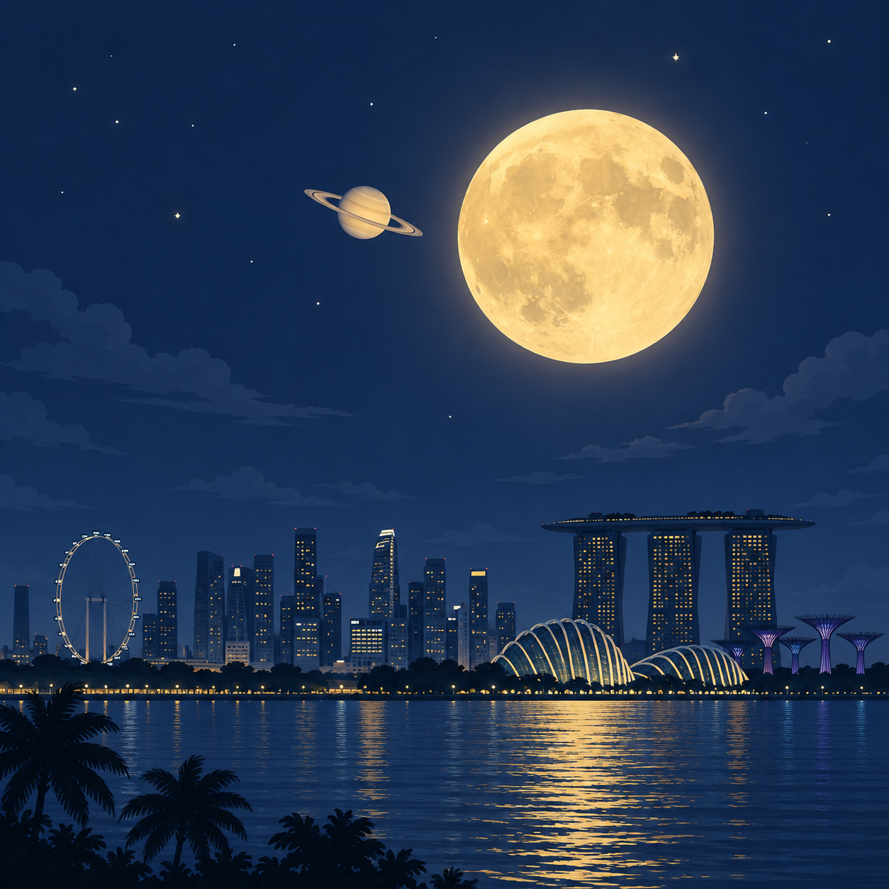土星将与今年收获月相伴现身新加坡夜空