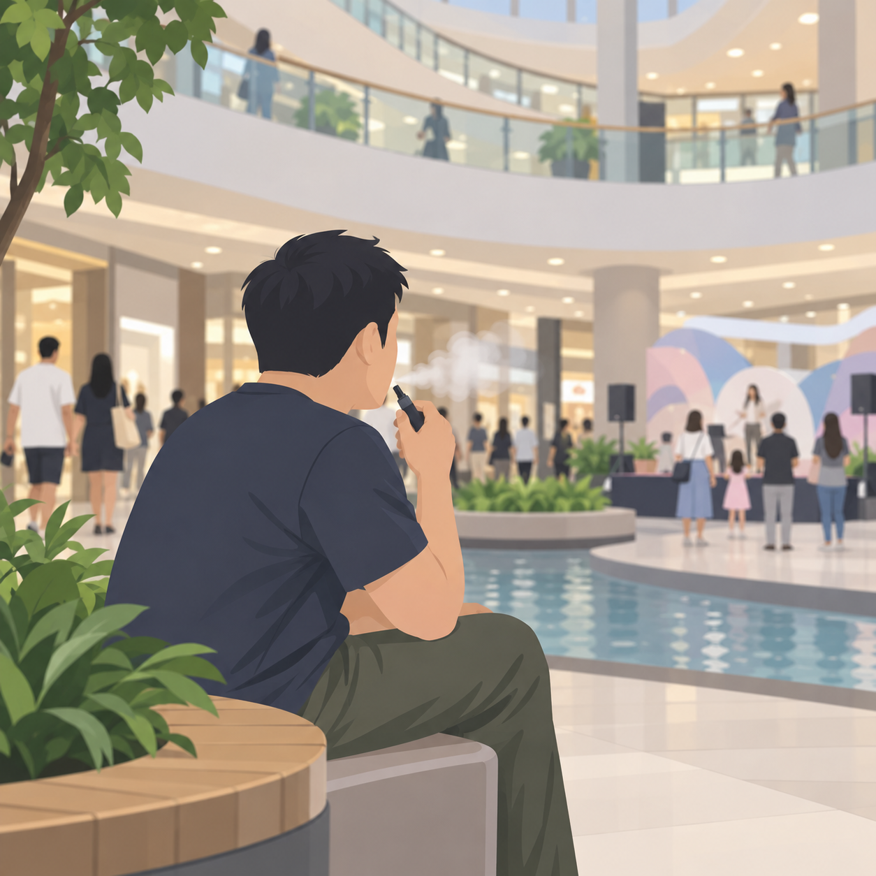 新加坡卫生科学局确认榜鹅Waterway Point疑似吸电子烟男子身份