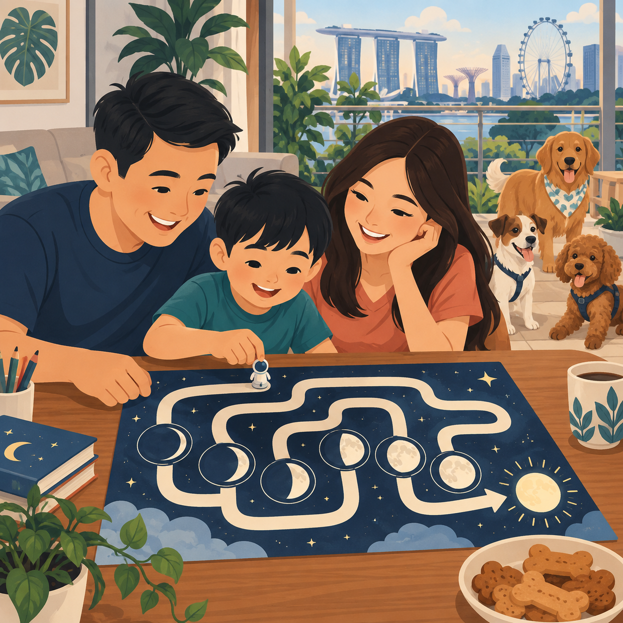 《海峡时报》9月儿童活动页：穿越月相迷宫，数一数照片中的小狗