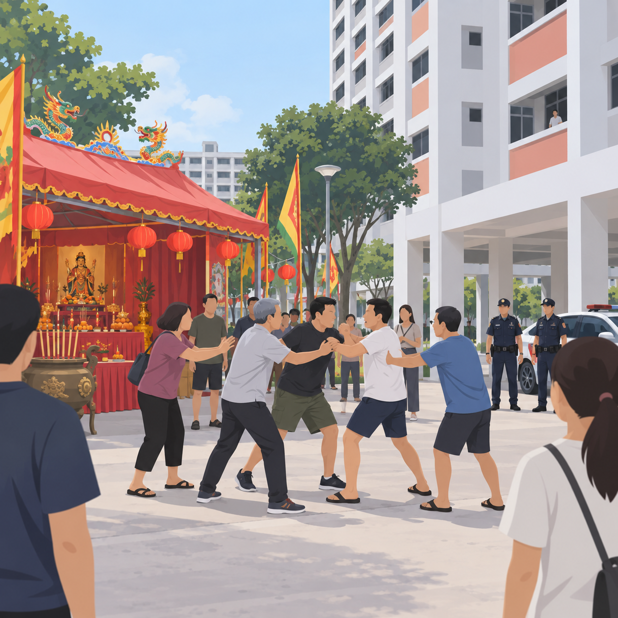 盛港神坛庆典外爆发肢体冲突 坛主澄清涉事者与神坛无关